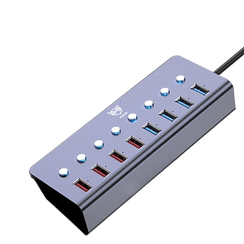 Good2know USB hub 3.0 – USB splitter – 8 poorten – 5 Gbps – Led indicator – Aan/Uit knop – 100CM Kabel – Aluminium Behuizing - [G2K-70]