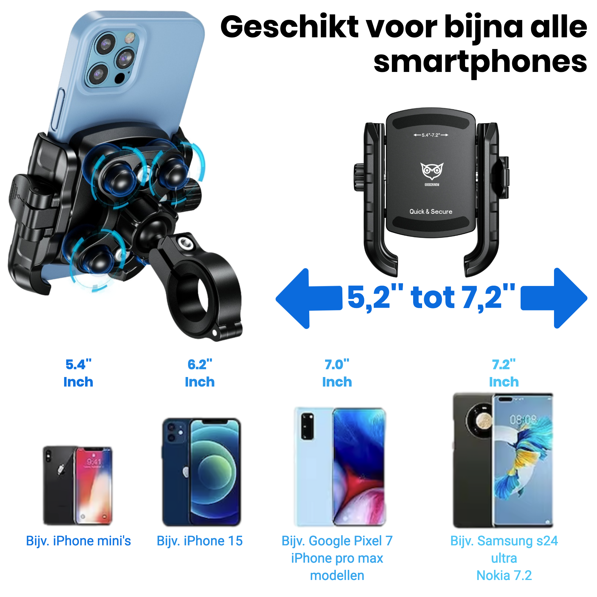 Telefoonhouder motor/ATV met anti-shock - Smartphone houder met anti-trillingsdempers - Telefoon standaard - 360º Draaibaar - Geschikt voor Fiets, scooter, e-bike(G2K-68)