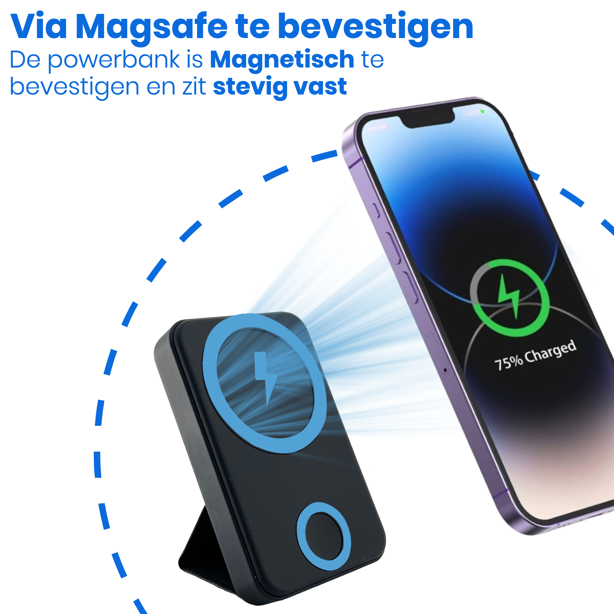 2 in 1 Magsafe Powerbank met docking voor iPhone, Apple watch, Airpods, Zwart 10000 mAh - [G2K-64]