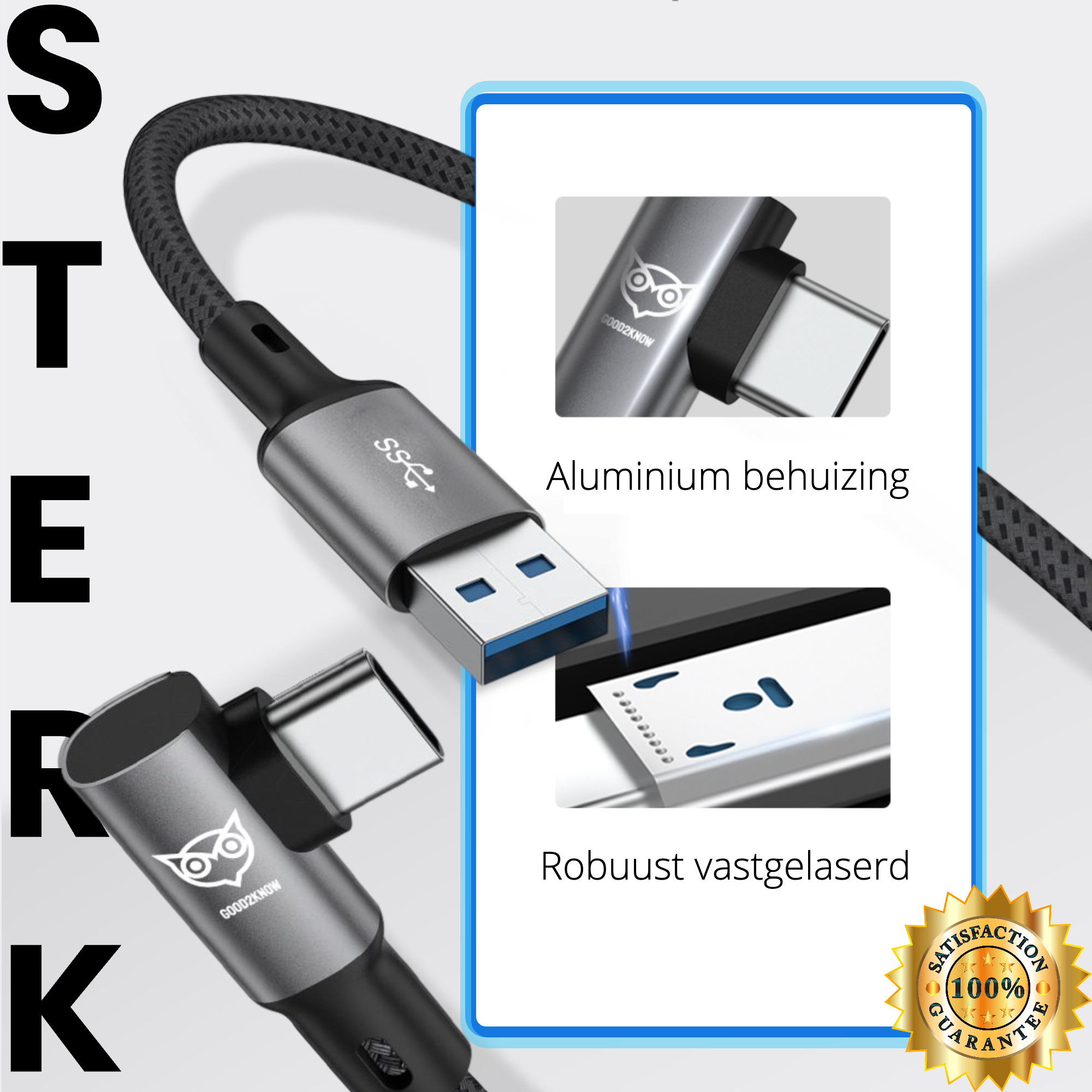 VR Kabel geschikt voor Oculus Quest 2, 1 en Meta 3 Link kabel - USB A - 5 Meter - VR bril