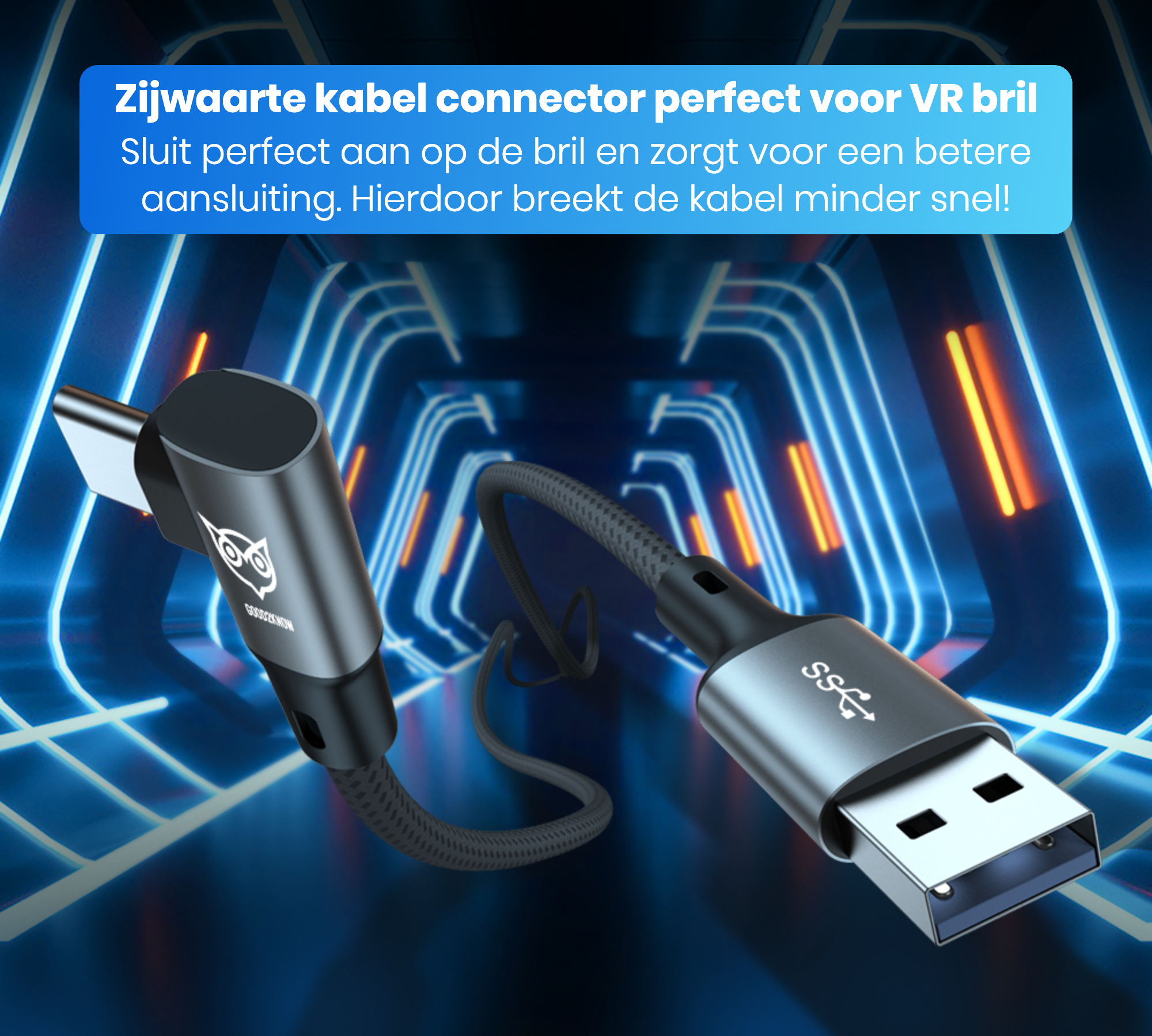 VR Kabel geschikt voor Oculus Quest 2, 1 en Meta 3 Link kabel - USB A - 5 Meter - VR bril