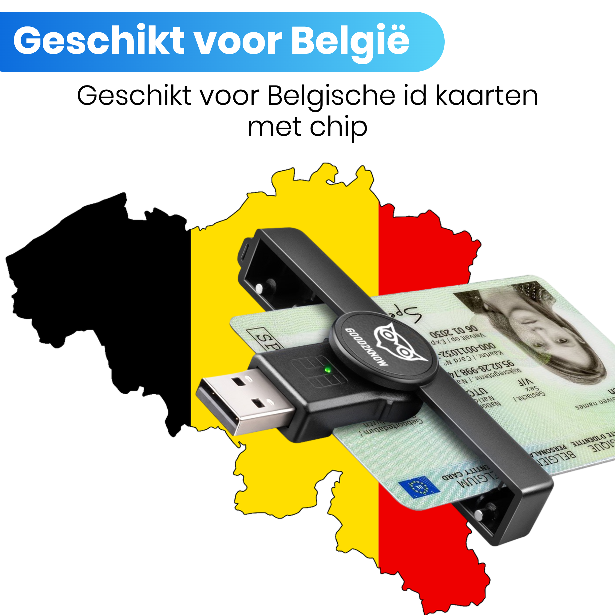 eID Kaartlezer Mini USB A Id Lezer België Zwart(G2K-56)