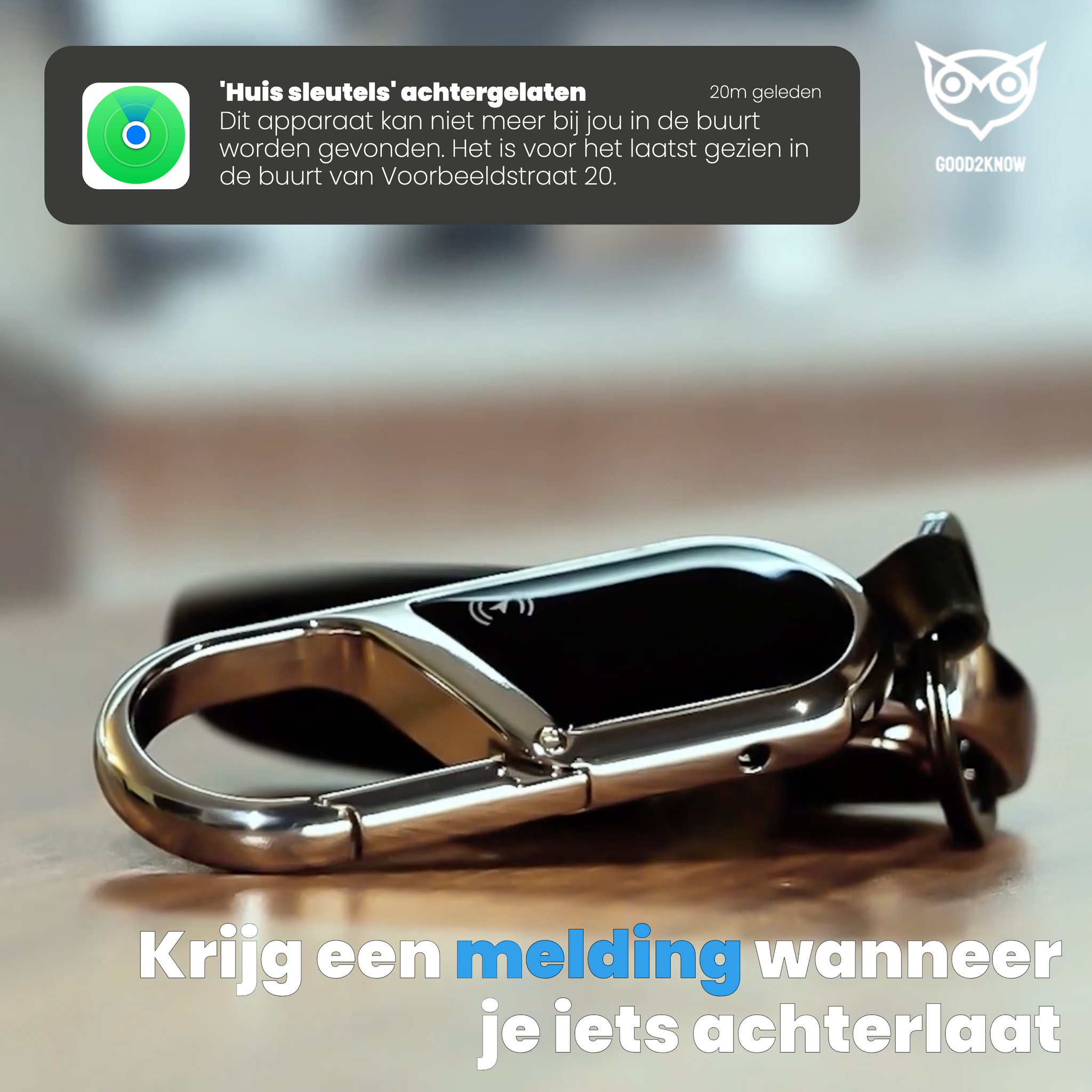 Airtag Sleutelhanger Zilver - Keyfinder - GPS Tracker - Sleutelvinder met geluid – GPS Sleutelhanger Tracker – Waterdicht – Werkt met Apple Zoek Mijn