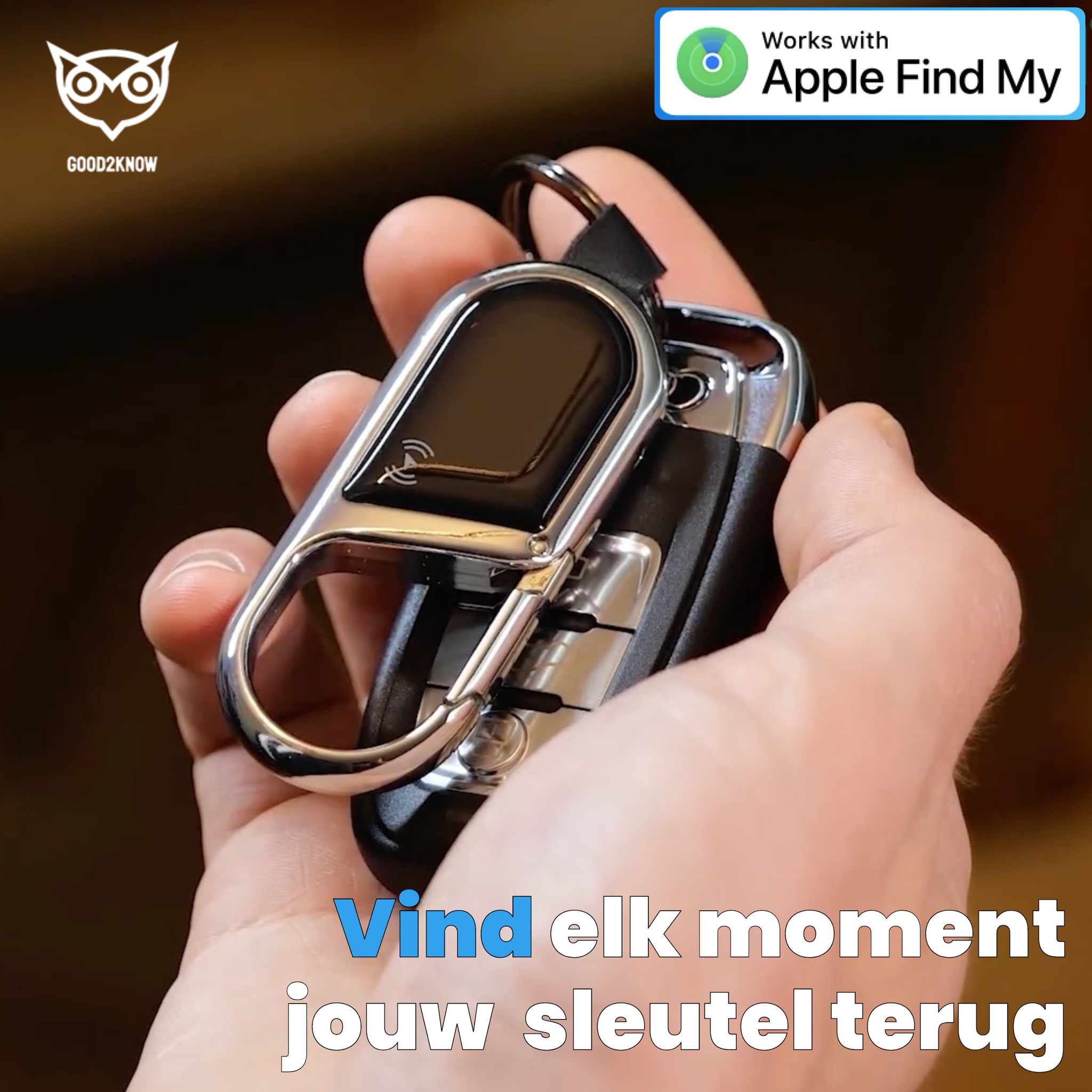 Airtag Sleutelhanger Zilver - Keyfinder - GPS Tracker - Sleutelvinder met geluid – GPS Sleutelhanger Tracker – Waterdicht – Werkt met Apple Zoek Mijn