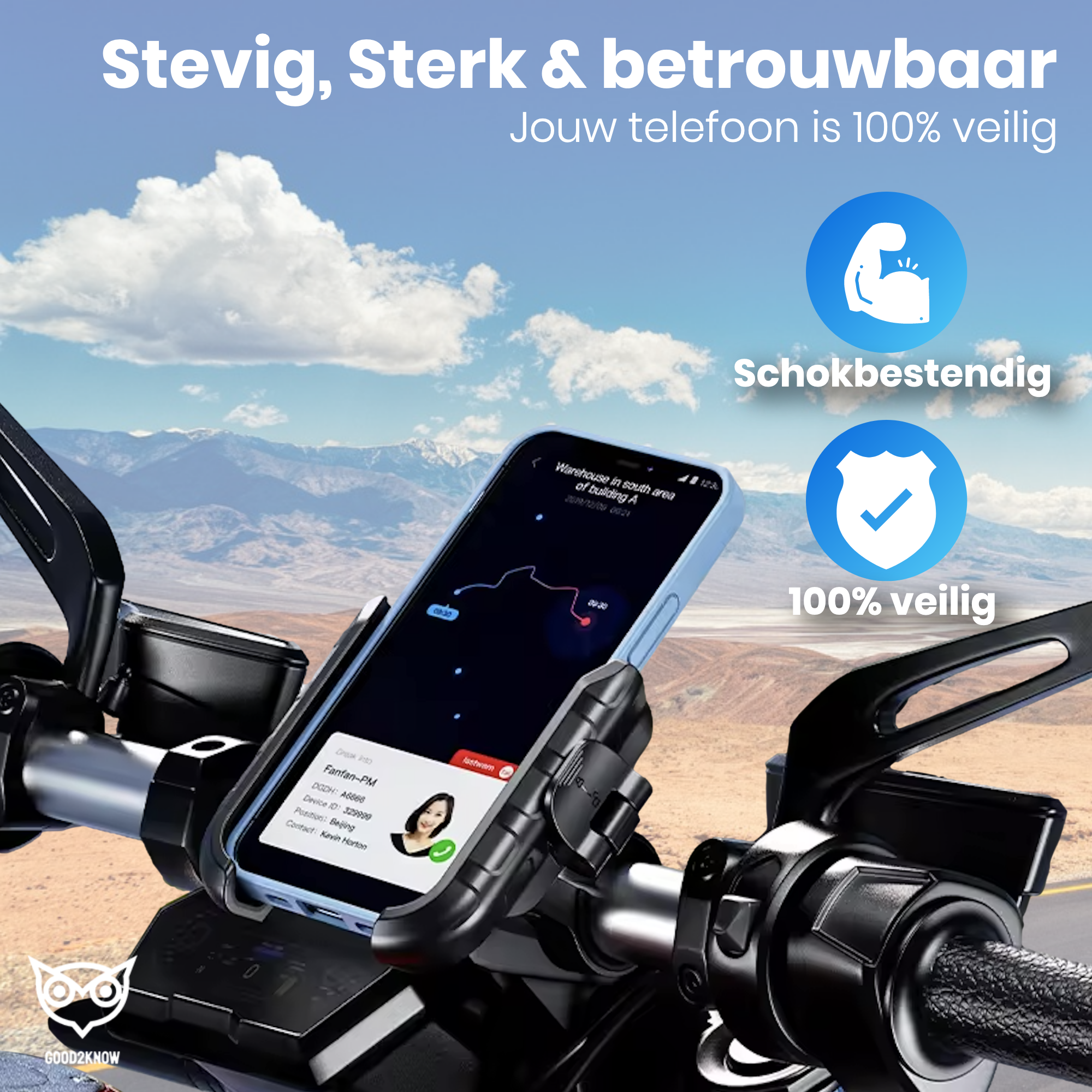 Telefoonhouder motor/ATV met anti-shock - Smartphone houder met anti-trillingsdempers - Telefoon standaard - 360º Draaibaar - Geschikt voor Fiets, scooter, e-bike(G2K-68)