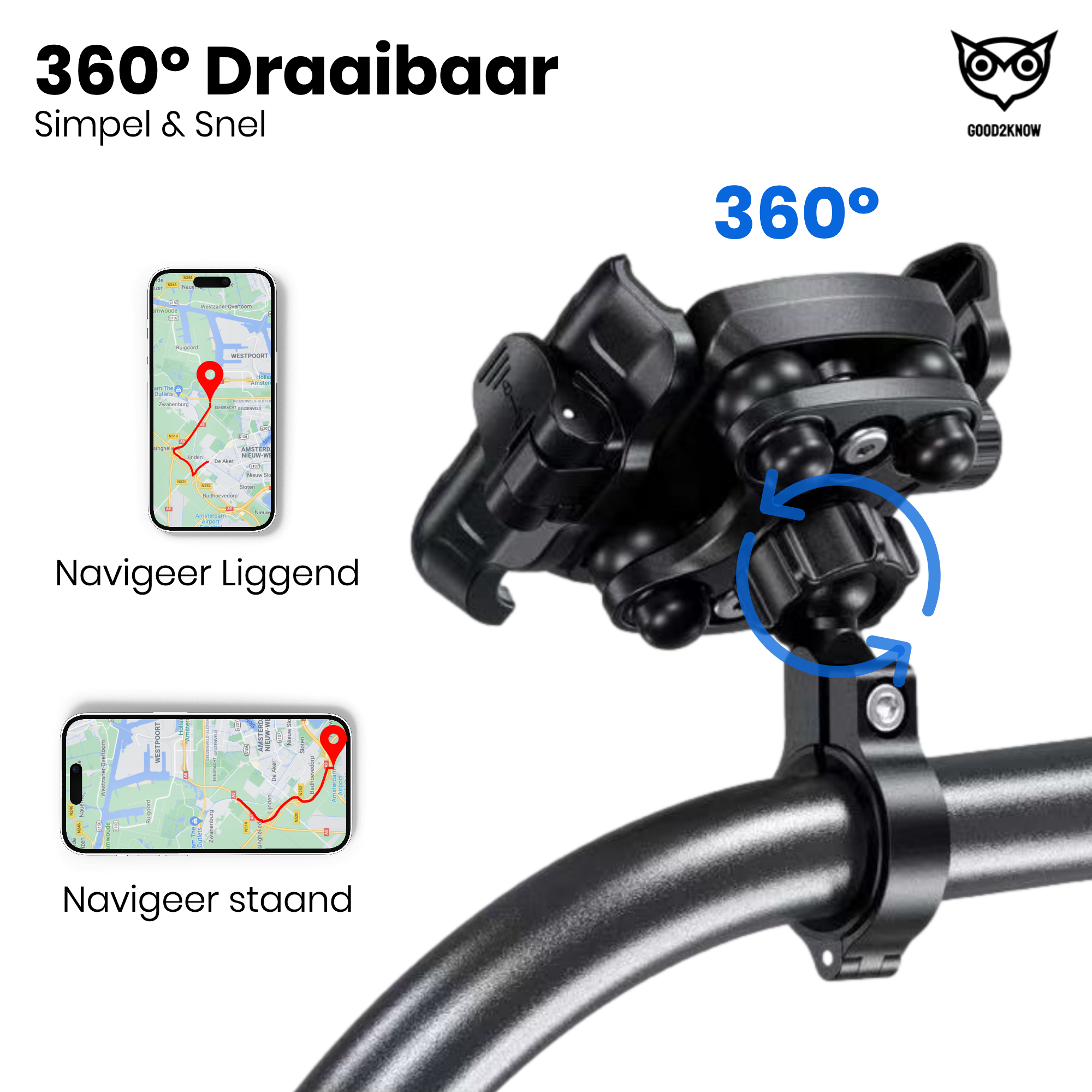 Telefoonhouder motor/ATV met anti-shock - Smartphone houder met anti-trillingsdempers - Telefoon standaard - 360º Draaibaar - Geschikt voor Fiets, scooter, e-bike(G2K-68)