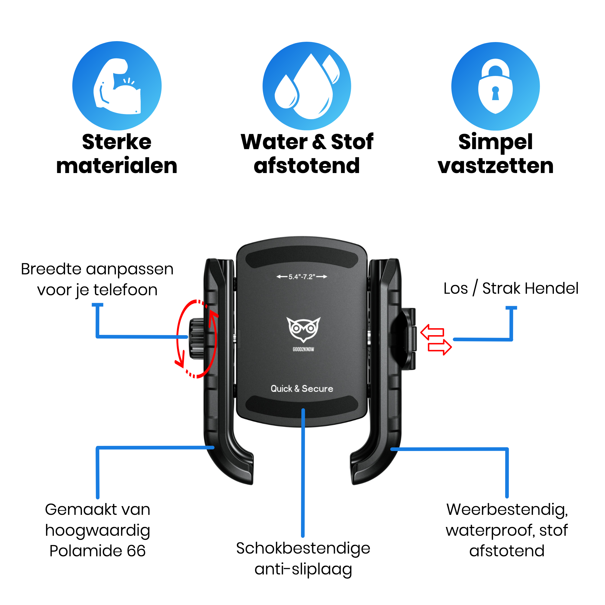 Telefoonhouder motor/ATV met anti-shock - Smartphone houder met anti-trillingsdempers - Telefoon standaard - 360º Draaibaar - Geschikt voor Fiets, scooter, e-bike(G2K-68)