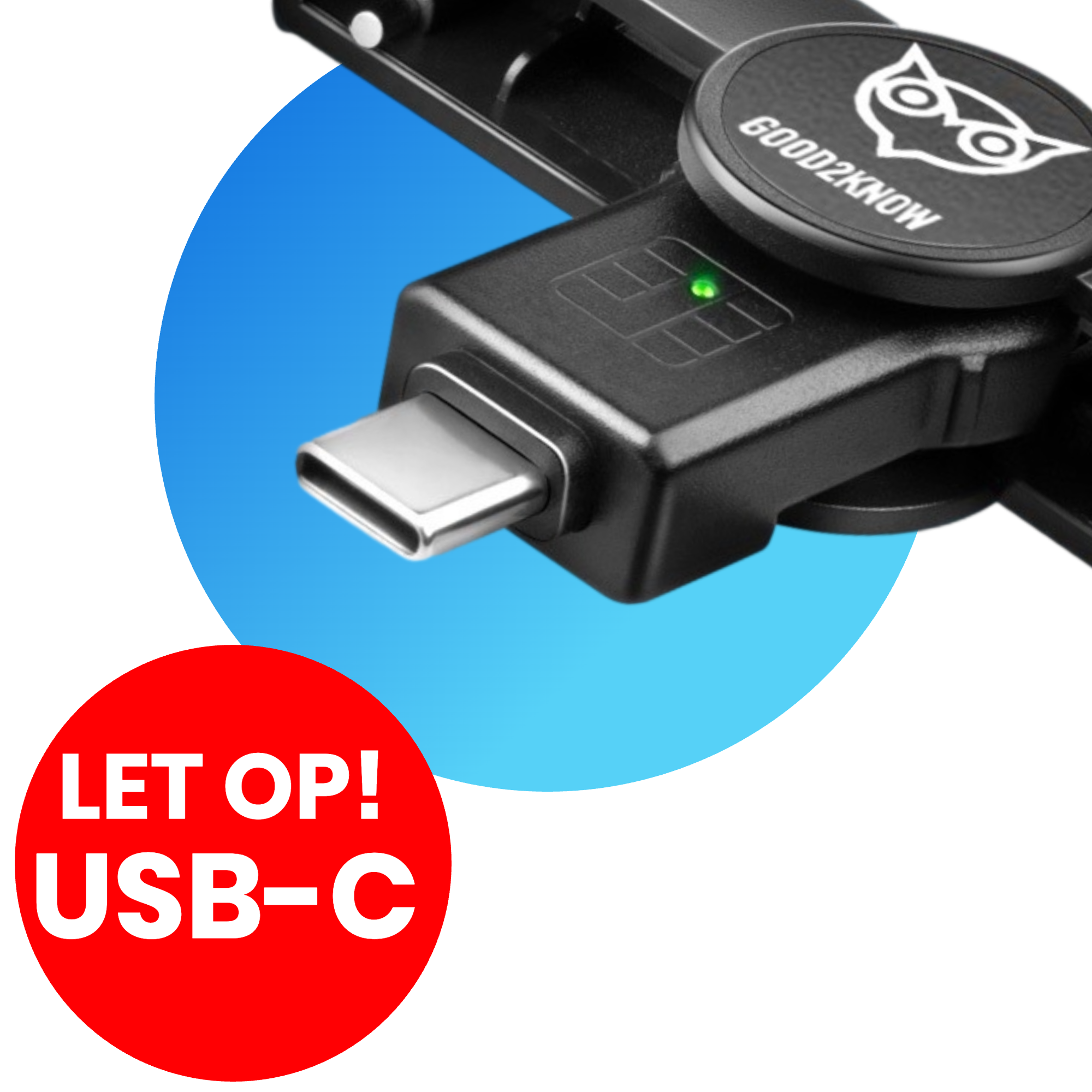 eID Kaartlezer Mini USB C Id Lezer België Zwart