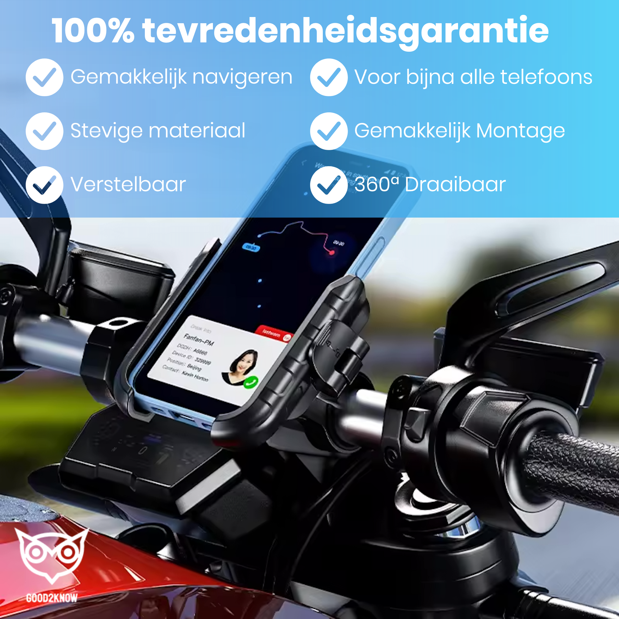 Telefoonhouder motor/ATV met anti-shock - Smartphone houder met anti-trillingsdempers - Telefoon standaard - 360º Draaibaar - Geschikt voor Fiets, scooter, e-bike(G2K-68)