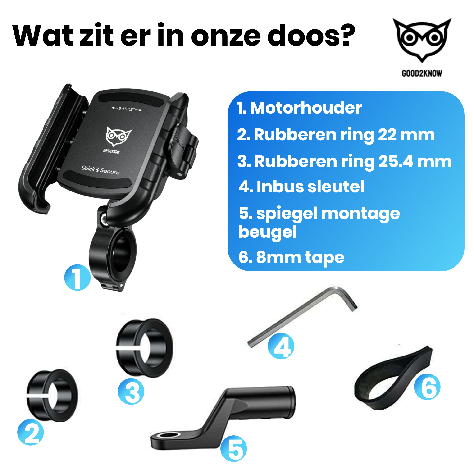 Telefoonhouder motor/ATV met anti-shock - Smartphone houder met anti-trillingsdempers - Telefoon standaard - 360º Draaibaar - Geschikt voor Fiets, scooter, e-bike(G2K-68)