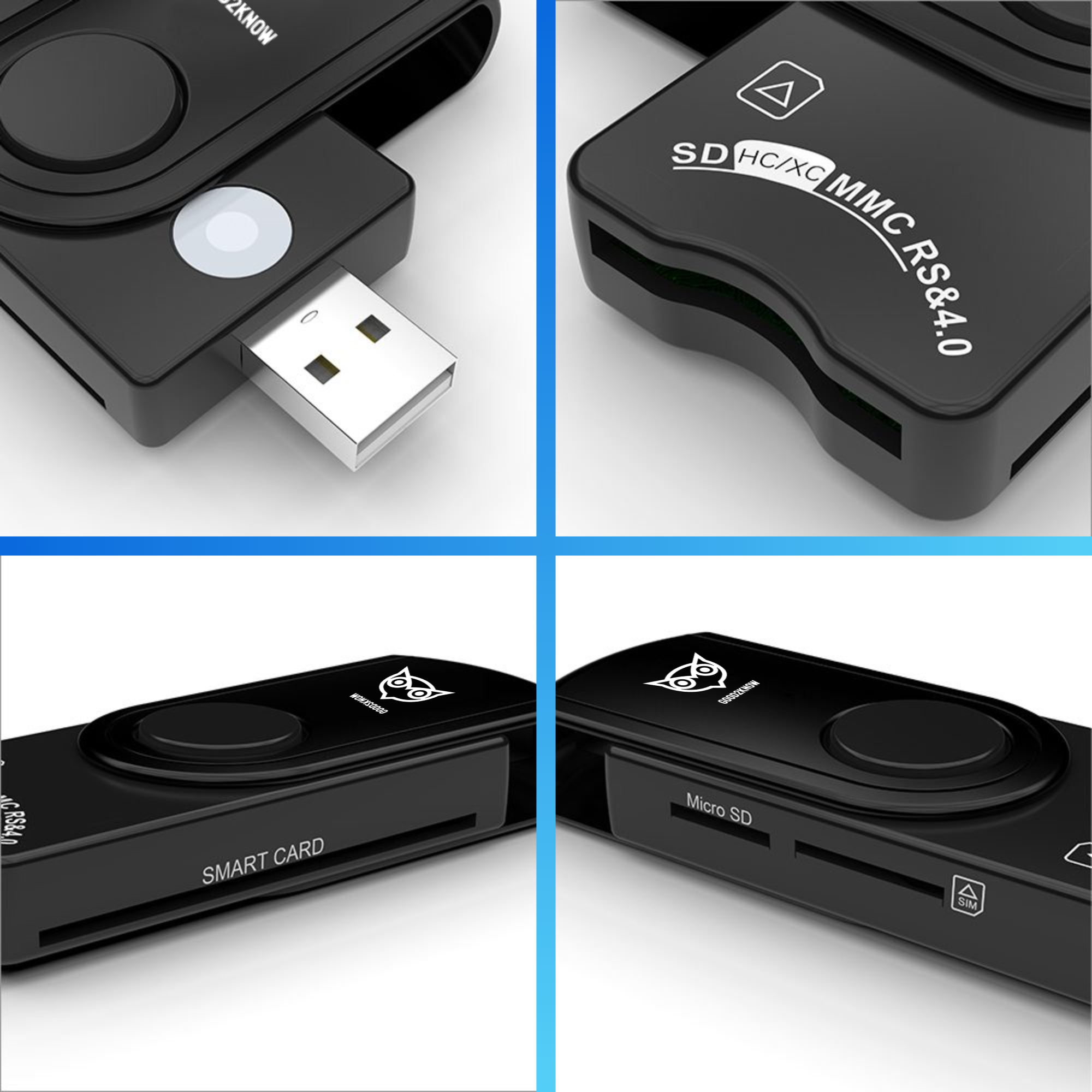 Id Kaartlezer USB Multifunctioneel eID Geheugenkaartlezer - Klepmodel