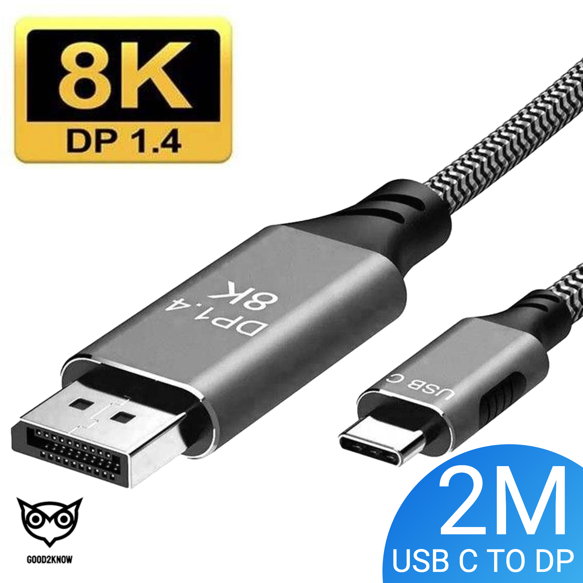 USB-C 3.1 Naar Displayport DP 1.4 - 8K 60HZ - 2 METER