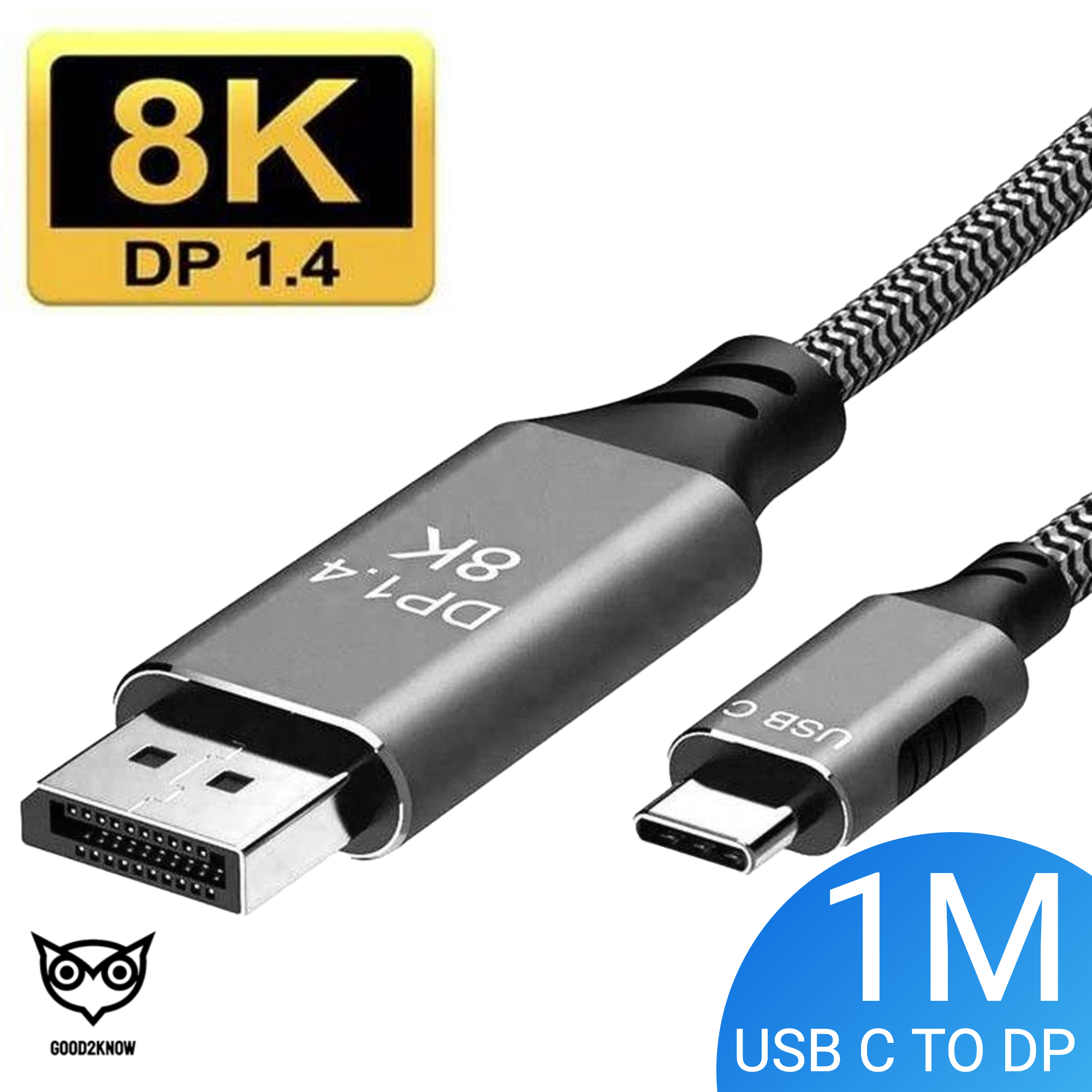 USB-C 3.1 Naar Displayport DP 1.4 - 8K 60Hz - 1 METER
